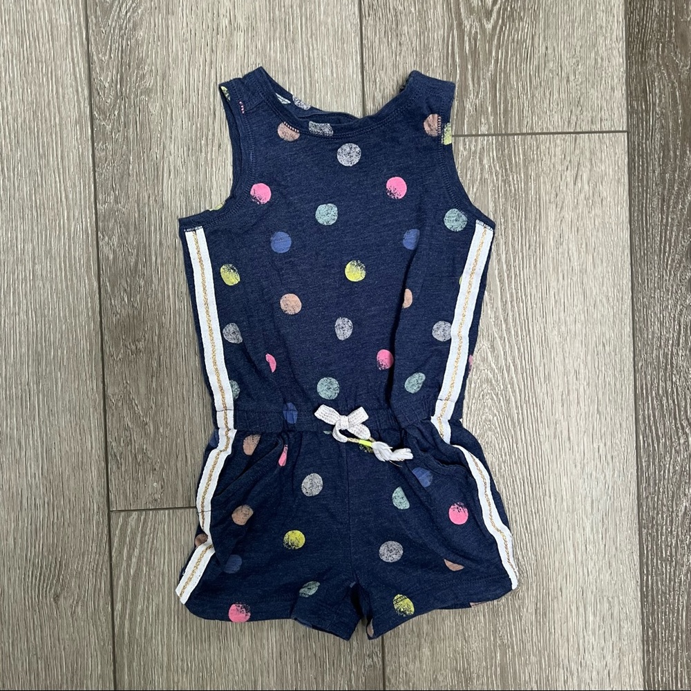 CAT & JACK SLEEVELESS SHORTS ROMPER POLKA DOT BLUE 2T